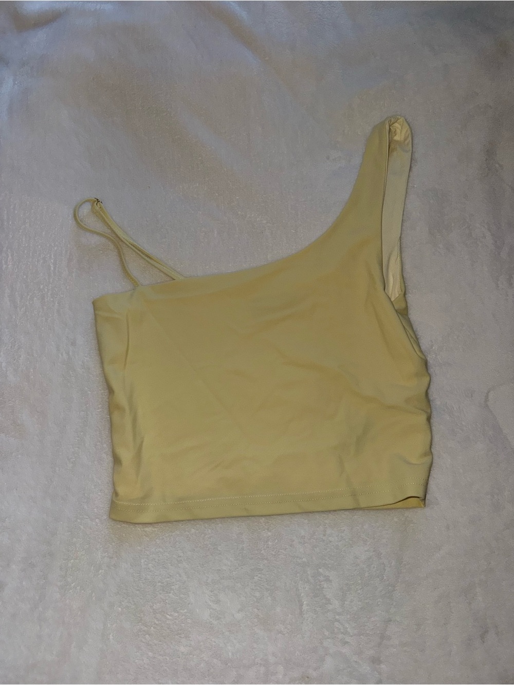Edikted One-Shoulder Pale Yellow Crop Top